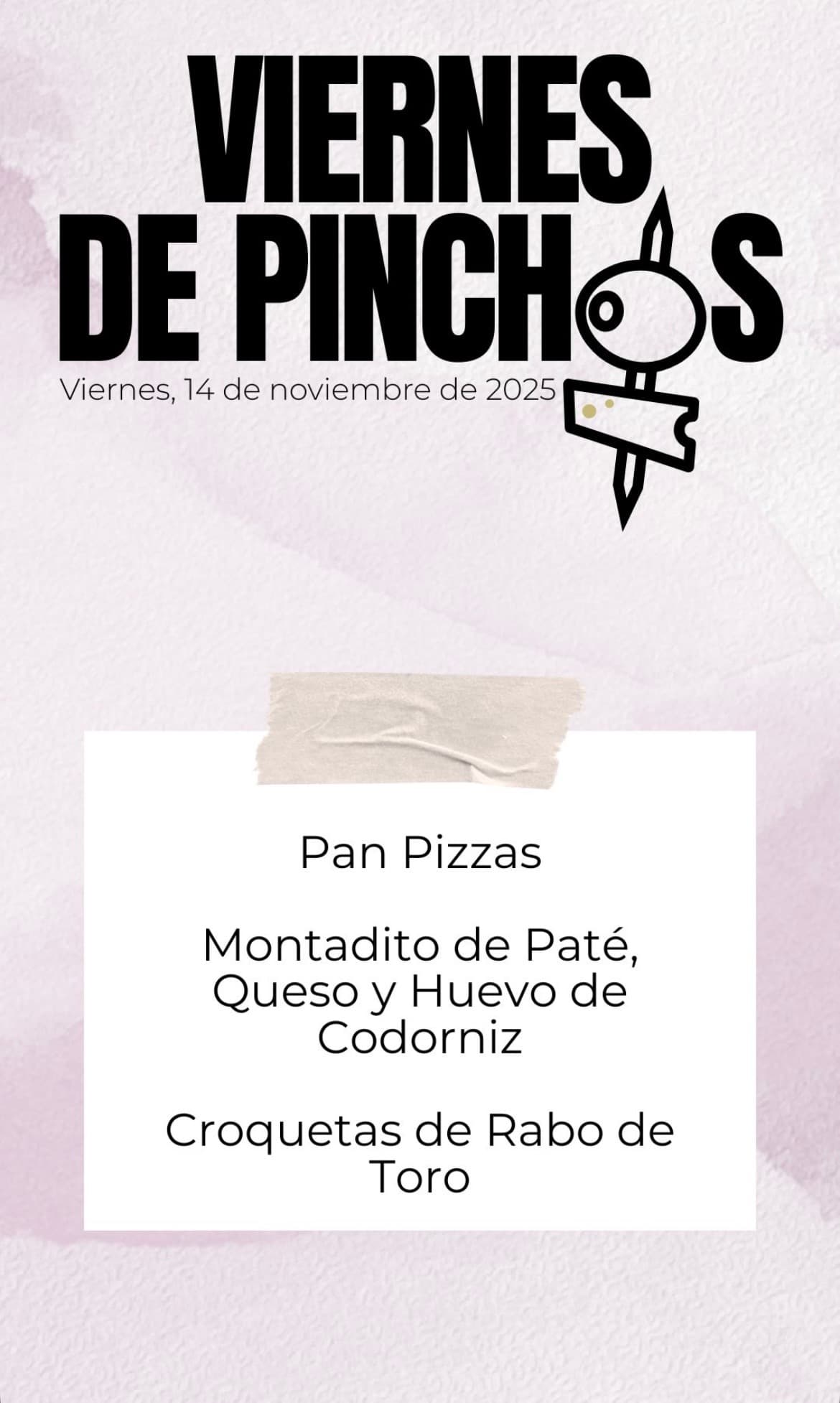 Viernes de Pinchos — carta del 14 de noviembre