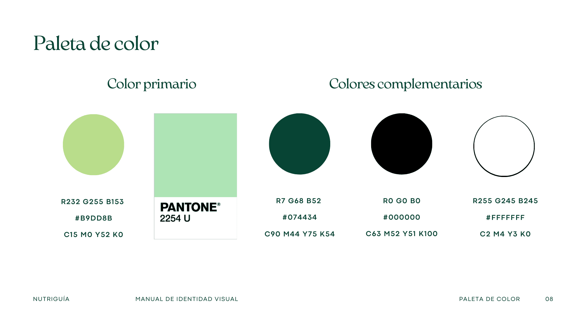 Paleta de colores NutriGuía
